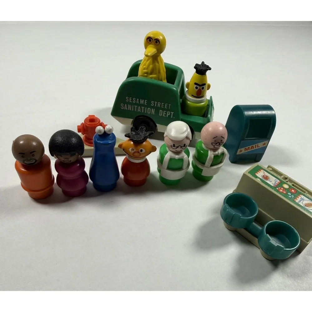 12 Piece Vintage Fisher Price Little People Sesame Street Figures Toys 1970s